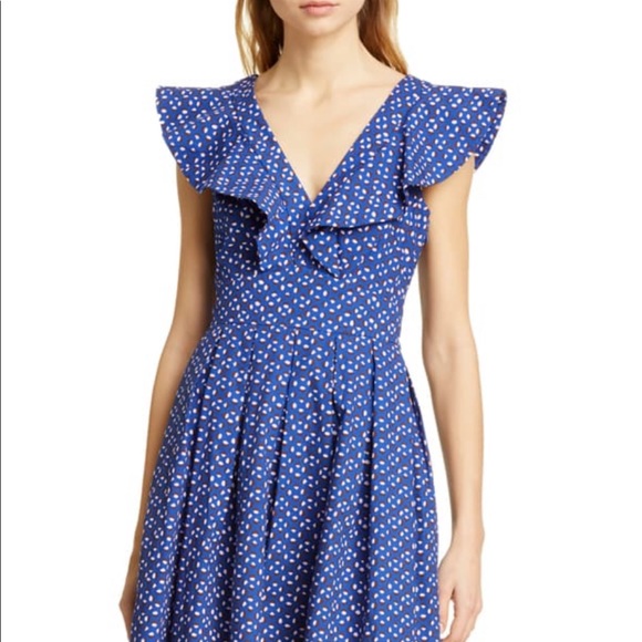 Kate Spade New York Blue V-Neck Fit & Flare Dress - Picture 1 of 11